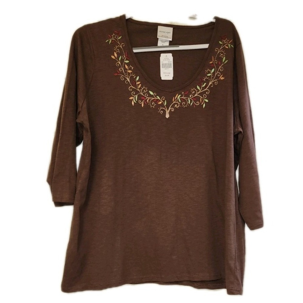 NWT Decorated Originals Tree Climb Brown Long Sleave Shirt New With Tag 3x